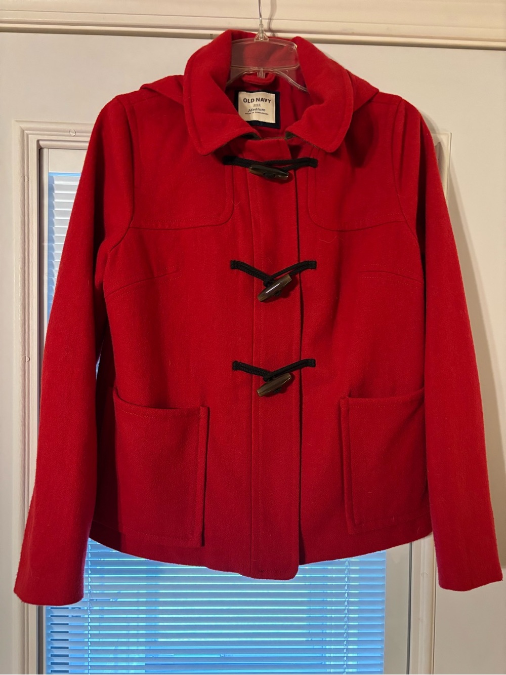 Old Navy Red Toggle Pea Coat with Front Pockets